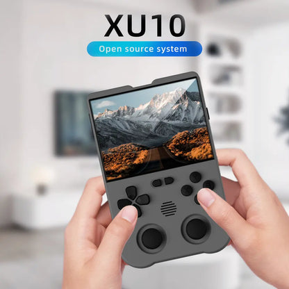 AMPOWN XU10 3.5 Inch Handheld Game Console for Summer, Retro 64G High-End Gaming Console, Dual Card Slot Support TF Card Expansion to 512GB, Support C2C Charger Protection White-64G