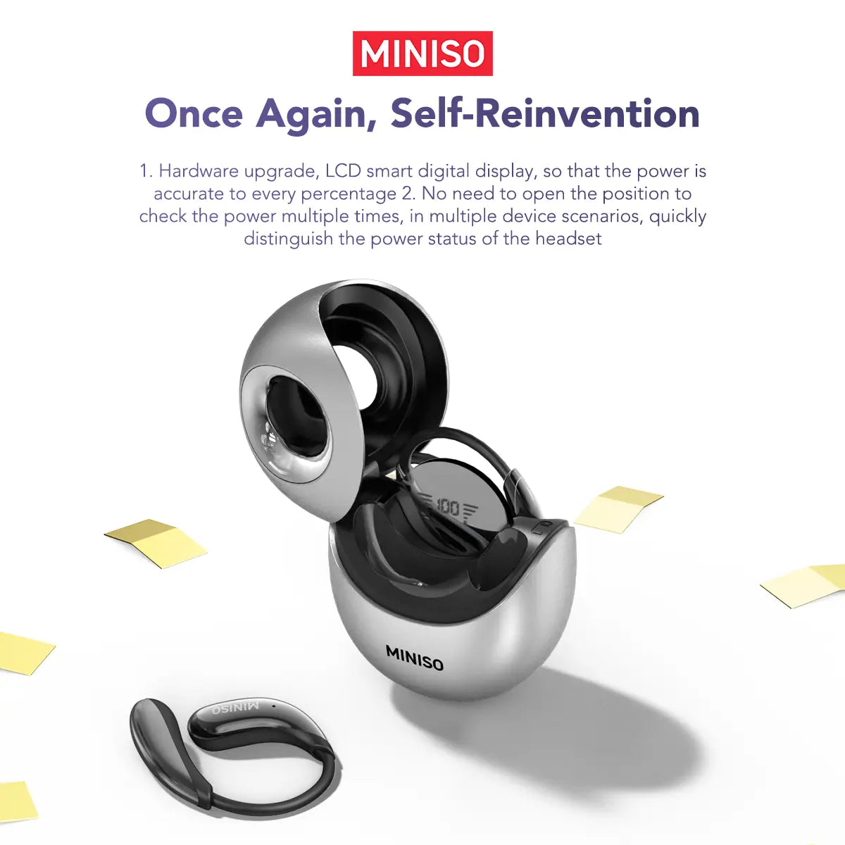 MINISO MS206 Wireless Translator BT V6.0 Earphones with APP Support 134 Languages, Earbuds with Microphone, Earhook, Sweatproof, Fast Charging, 48 Hours Playing Time, Compatible with IOS and Android, Black, Purple