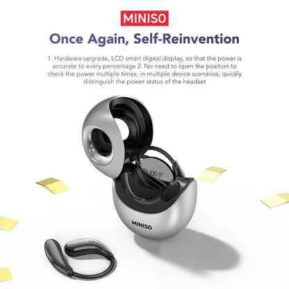 MINISO MS206 Wireless Translator BT V6.0 Earphones with APP Support 134 Languages, Earbuds with Microphone, Earhook, Sweatproof, Fast Charging, 48 Hours Playing Time, Compatible with IOS and Android, Black, Purple