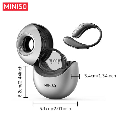 MINISO MS206 Wireless Translator BT V6.0 Earphones with APP Support 134 Languages, Earbuds with Microphone, Earhook, Sweatproof, Fast Charging, 48 Hours Playing Time, Compatible with IOS and Android, Black, Purple