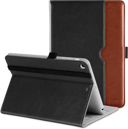for Ipad Mini 1 2 3 Case, Premium Leather Folio Stand Cover Case with Multi-Angle Viewing and Auto Wake-Sleep Function, Front Pocket for Ipad Mini 1/Mini 2/Mini 3 - Black Brown