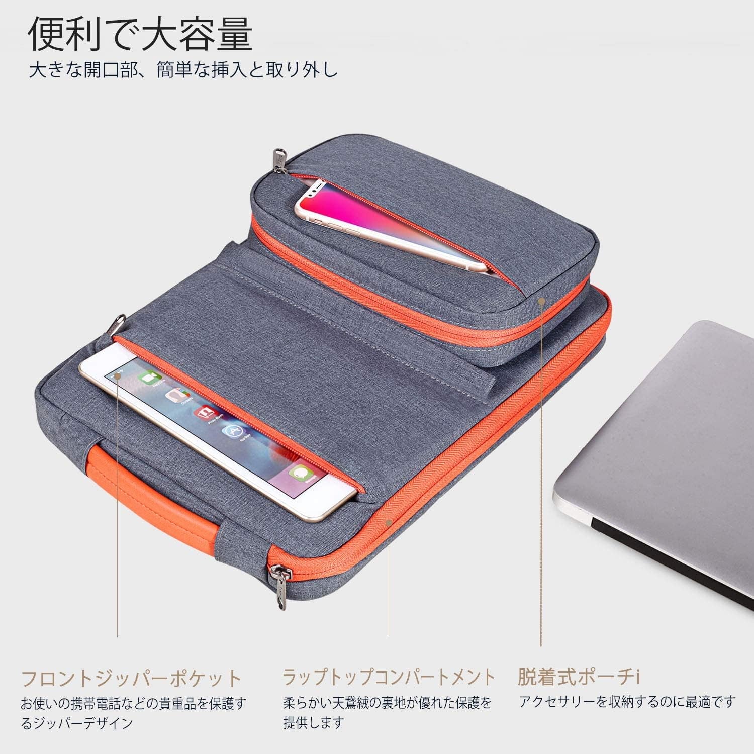 Laptop Sleeve Case 15.6 Inch Compatible with Macbook Air 15 M2/M3/M4, Macbook Pro 15/16, 15-16" Hp Lenovo Dell Acer Asus, 2 in 1 Waterproof Computer Bag with Detachable Accessory Pouch, Grey