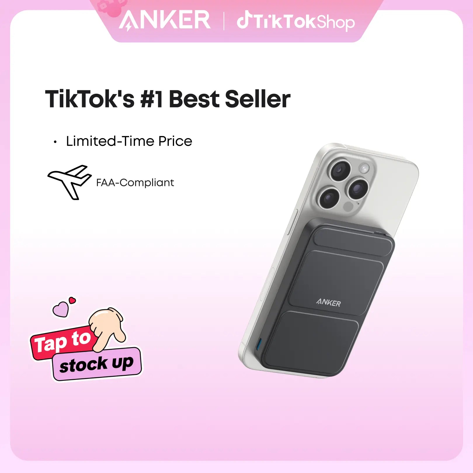 #Summervibes Anker Magnetic Power Bank, Built-In Foldable Stand, USB-C Port on the Side, 5,000Mah Capacity, Perfectly Compatible with Iphone 17/16/15/14/13 Series