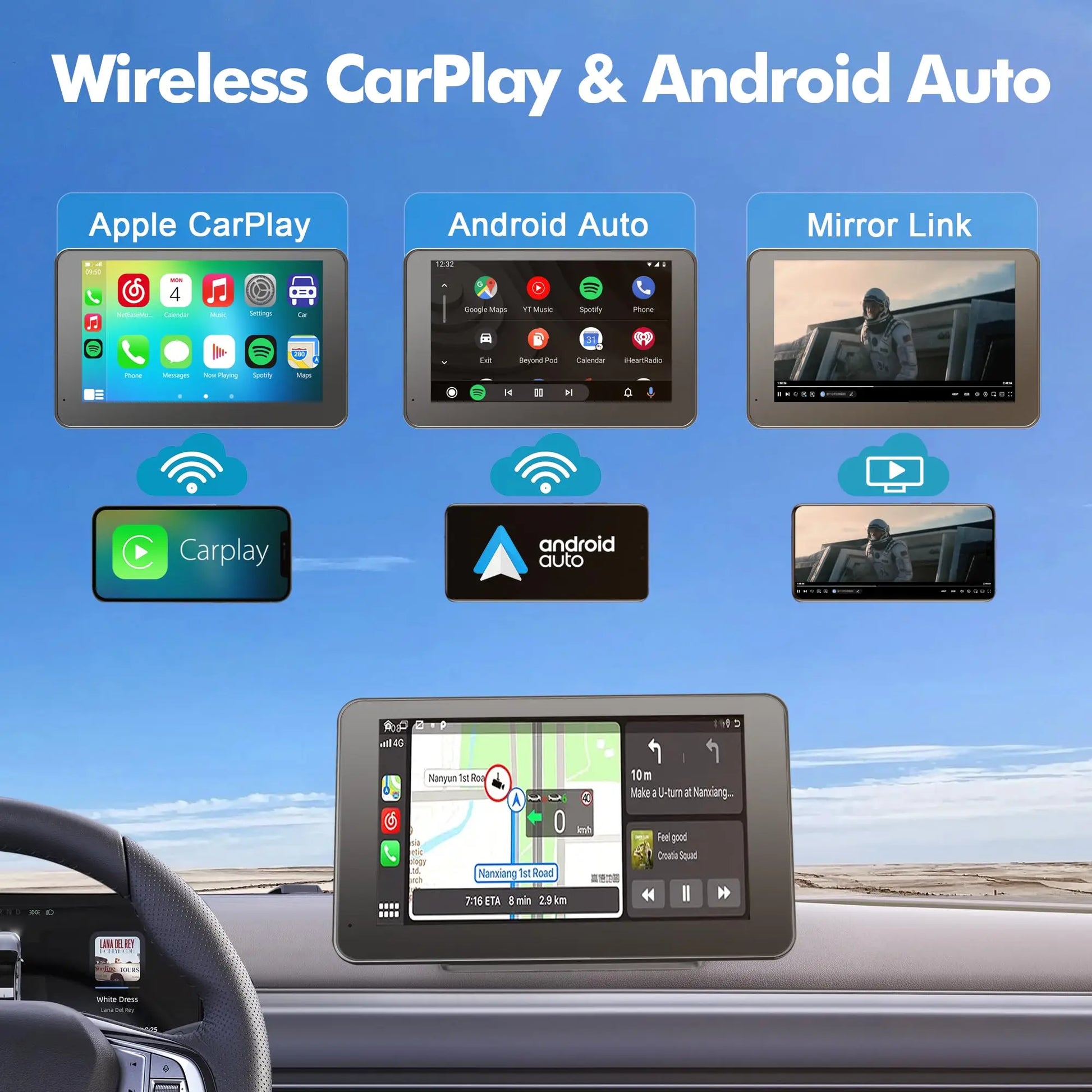 【PASLDA】2026 Summervibes-Upgraded Wireless Carplay Screen for Andriod & Iphone : the Ultimate Portable Car Play Adapter for Seamless In-Car Entertainment