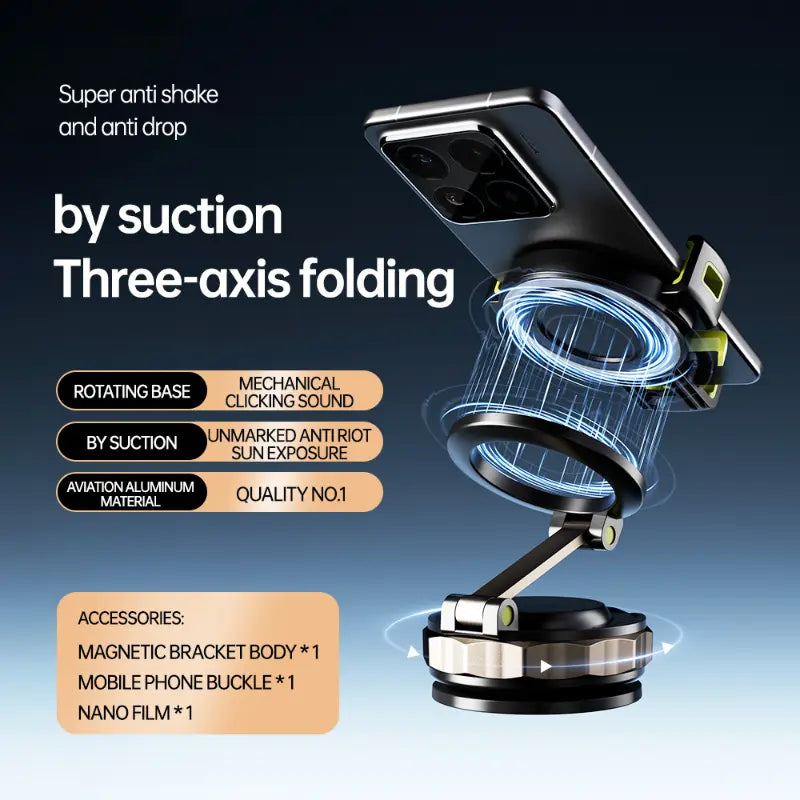 Magnetic Phone Mount Car Phone Mount Adjustable Multi-Functional Super-Strong 360° Rotating Touch-Sensitive Essential Travel Accessory for Motorists Mag Safe
