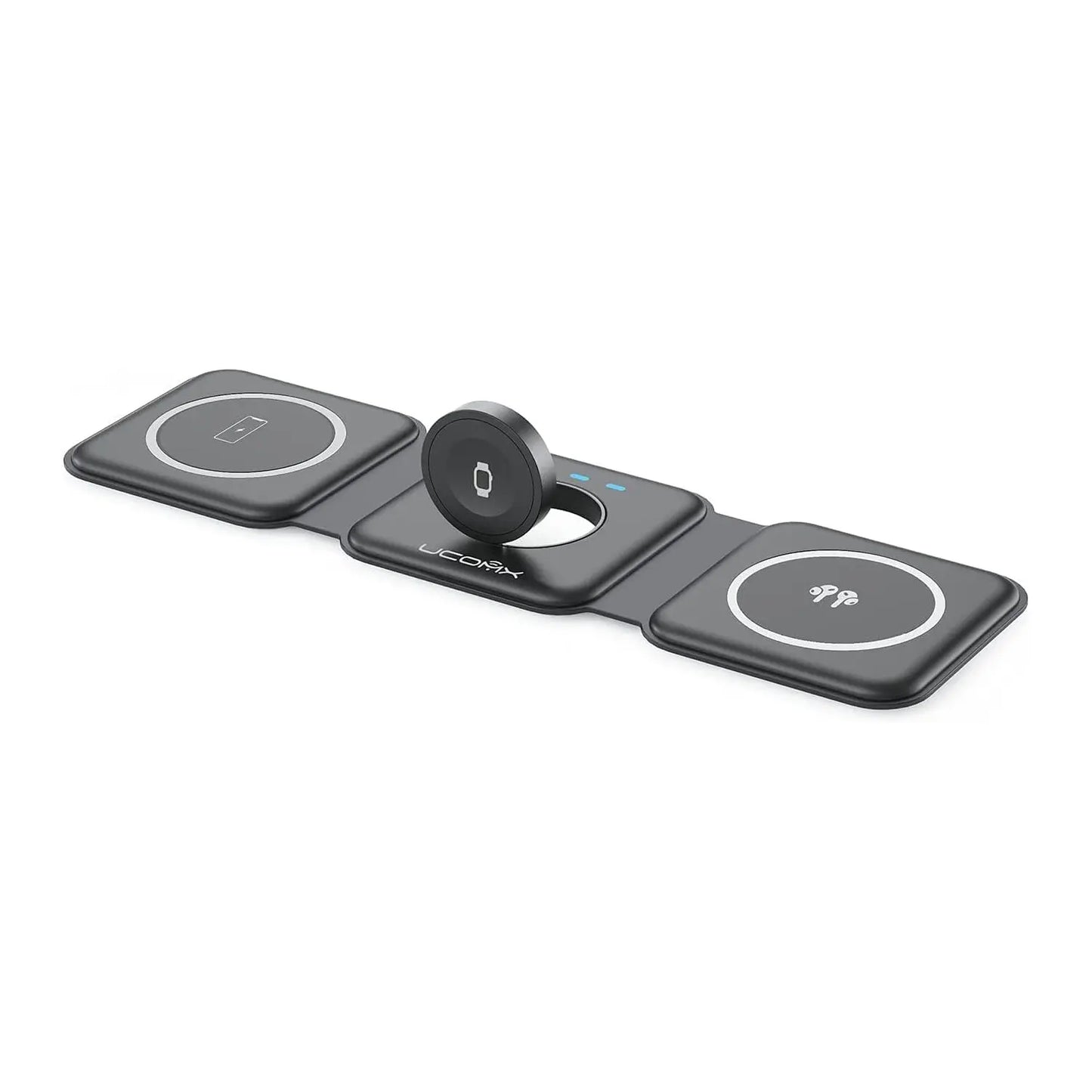 Awwpicks UCOMX 3 in 1 Wireless Charging Station for Iphone, Foldable Travel Cellphone Charger for Iphone Airpods Iwatch Smartphone Christmas Gifts