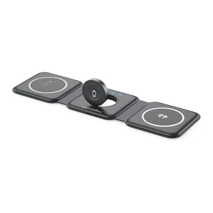 Awwpicks UCOMX 3 in 1 Wireless Charging Station for Iphone, Foldable Travel Cellphone Charger for Iphone Airpods Iwatch Smartphone Christmas Gifts