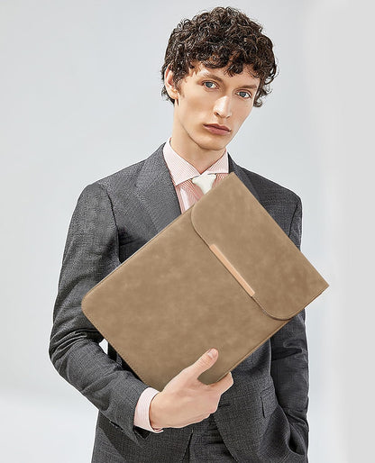 13.3-14 Inch Laptop Sleeve Case Faux Suede Leather for 13.3 13.5 13.6 14 Inches Macbook Air Pro Retina 13"-14" Surface Pro with Pouch