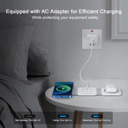 Awwpicks UCOMX 3 in 1 Wireless Charging Station for Iphone, Foldable Travel Cellphone Charger for Iphone Airpods Iwatch Smartphone Christmas Gifts
